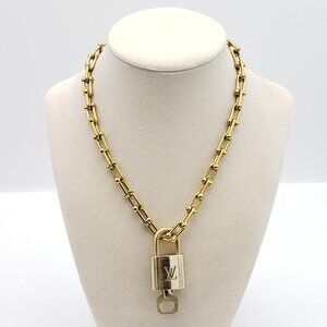 Authentic Louis Vuitton Padlock Pendant with Unbranded 18k Stainless Steel Chain